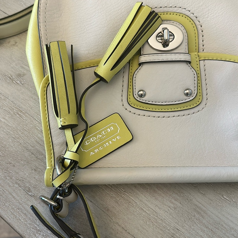 Coach Top Handle Crossbody 23409 Purse Yellow Parchment Legacy - Picture 8 of 14